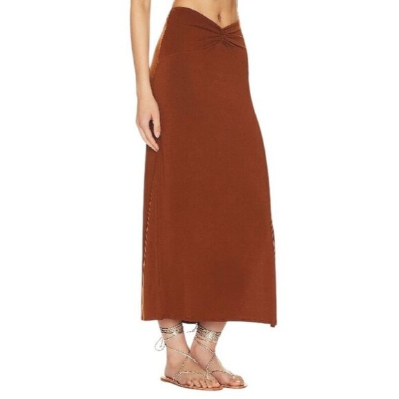 L* Space Revolve Size M Skirt “It's A Date” Brown Midi Side Slit Stretchy‎ NWT - Picture 3 of 14